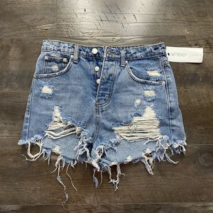 Ripped high waisted jean shorts
